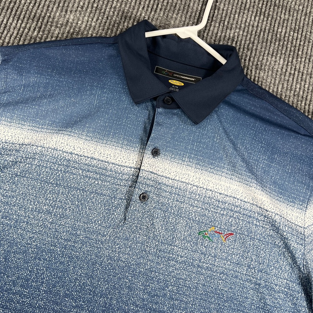Greg Norman Polo Shirt Mens XL Extra Large Blue Short Sleeve Golf Casual Outdoor